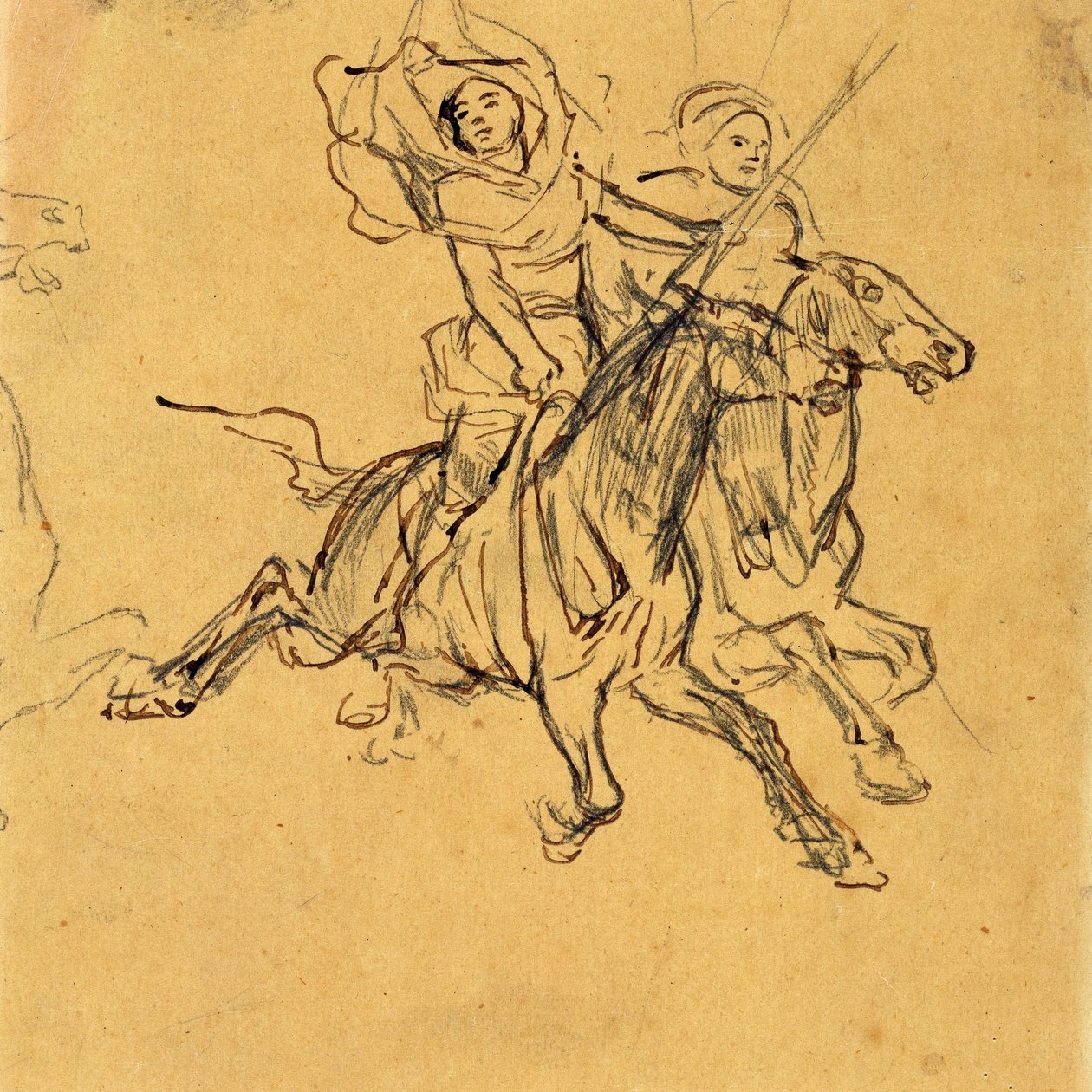 Studie von zwei Reitern door Eugène Fromentin