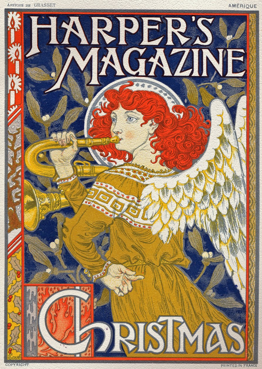 Religie. Kerstengel. Poster door Eugene Grasset voor Harper