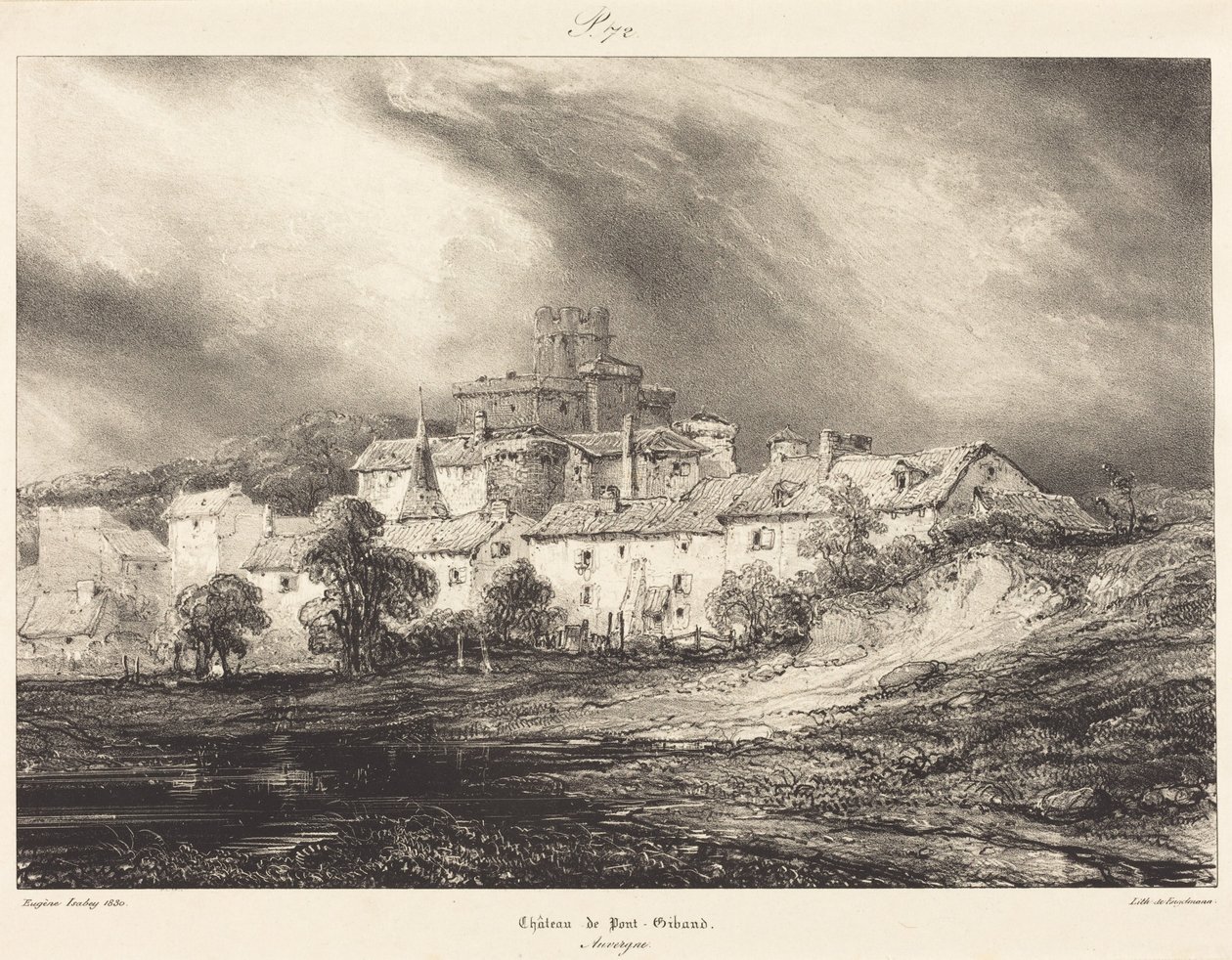 Kasteel van Pont-Gibaud door Eugene Isabey