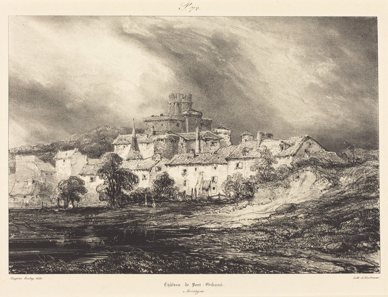 Kasteel Pont-Gibaud door Eugene Isabey