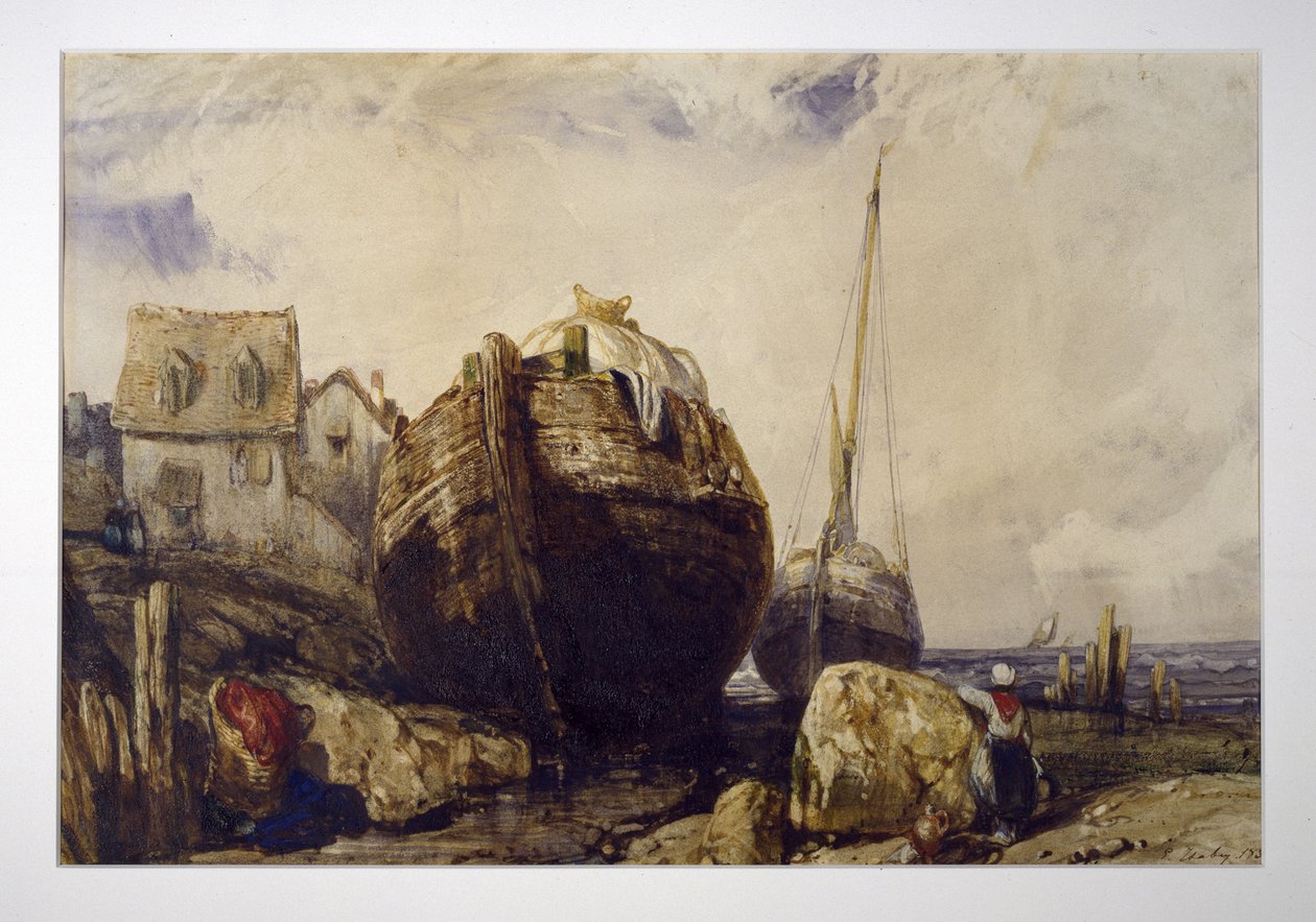 Vissersboten door Eugene Isabey