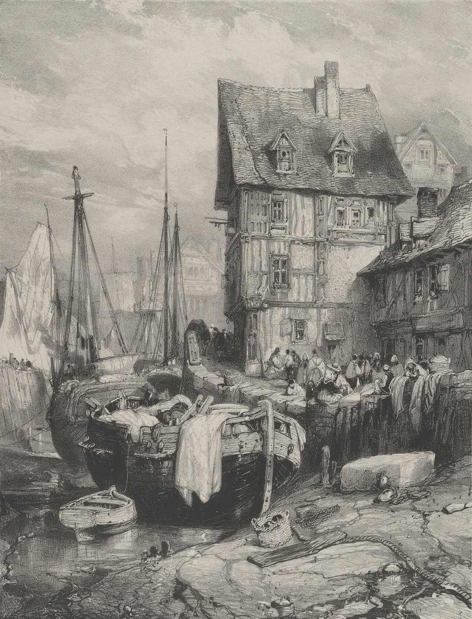 Interieur van een haven, 1833 door Eugene Isabey