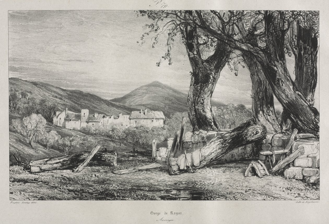Schilderachtige en Romantische Reizen in Oud Frankrijk: Auvergne (deel II), Kloof van Royat, Plaat 79 door Eugene Isabey