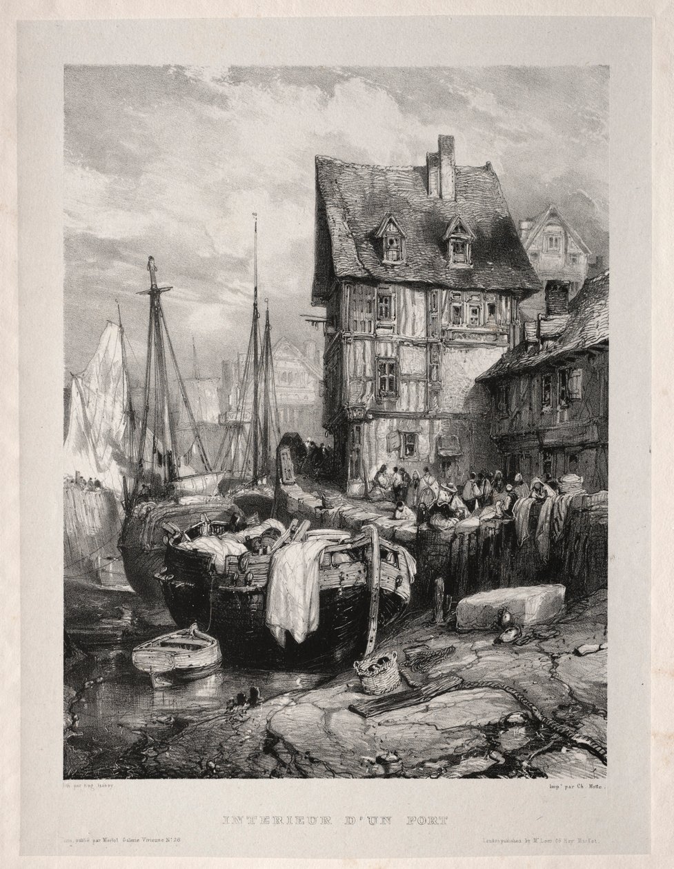 Zes marines: Interieur van een haven, 1833 door Eugene Isabey