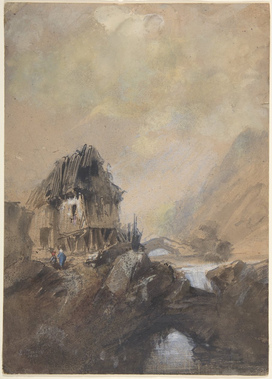 Dorp in Dieppe door Eugene Isabey