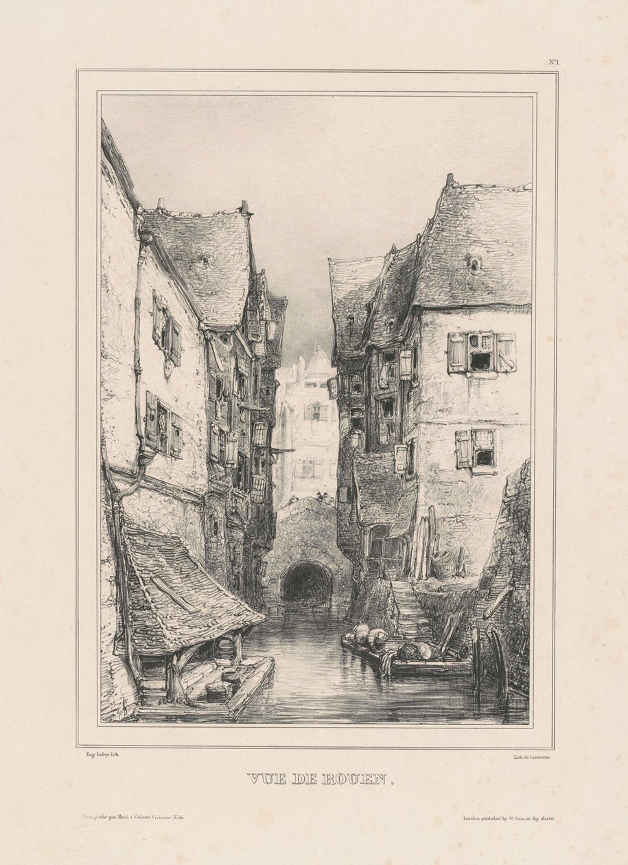 Gezicht op Rouen door Eugene Isabey