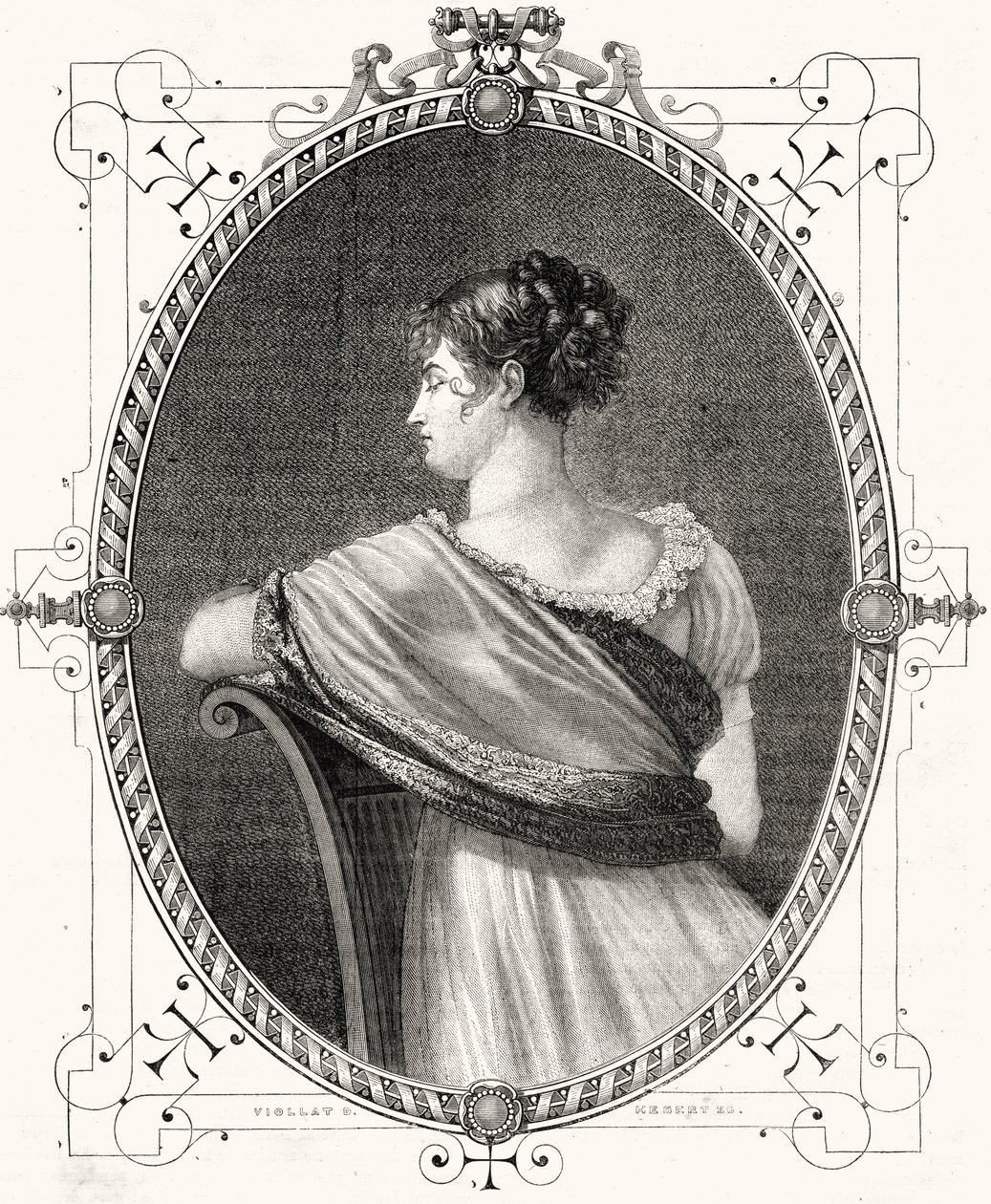 Portret van Madame Recamier, gegraveerd door Antoine Auguste Ernest Hebert door Eugene Joseph Viollat