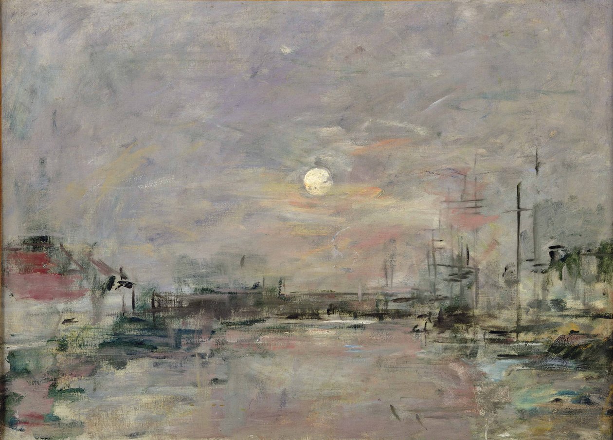 Schemering op de commerciële dok in Le Havre door Eugene Louis Boudin