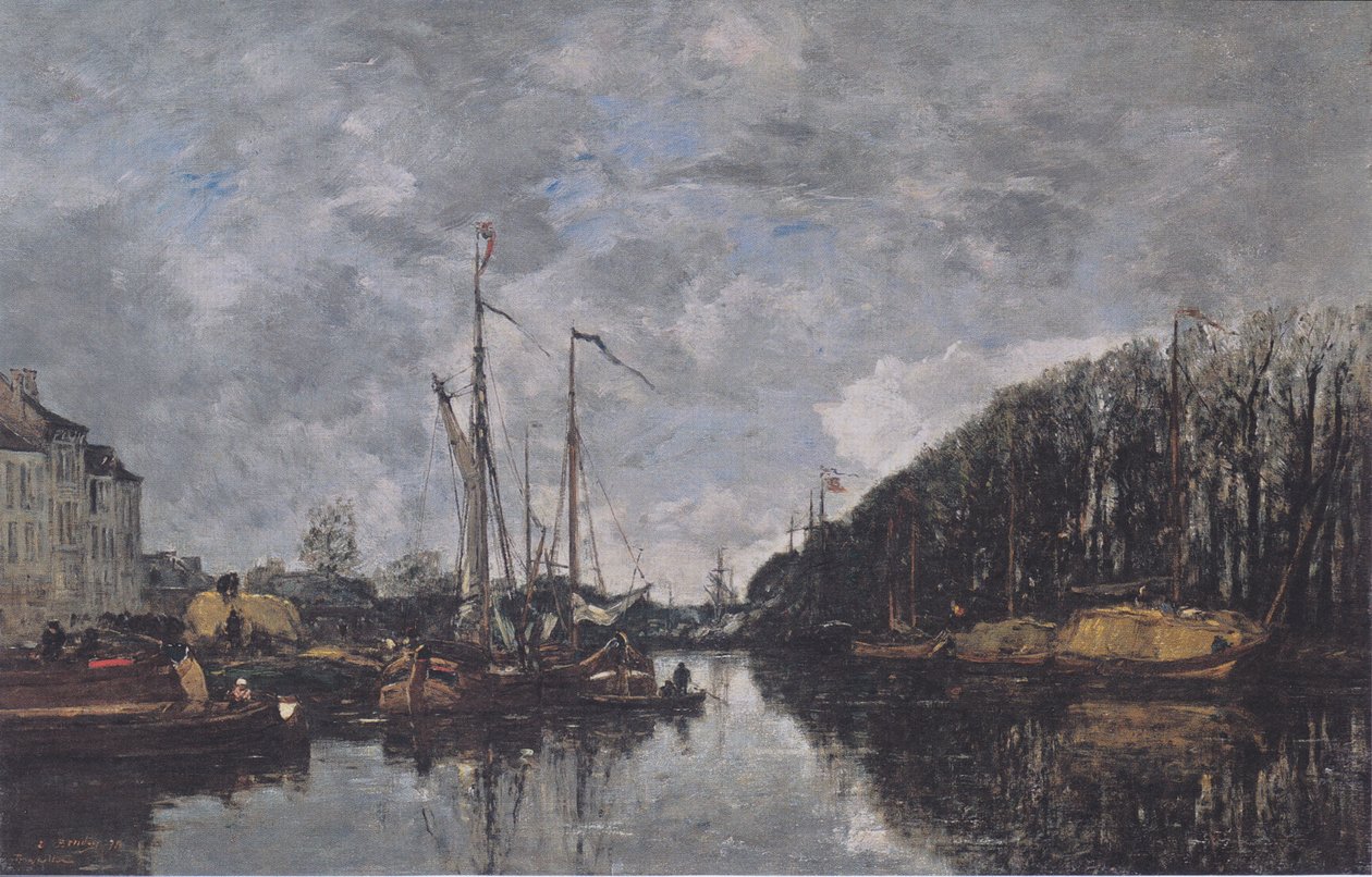 Kanaal op de Allèe Verte in Brussel door Eugene Louis Boudin