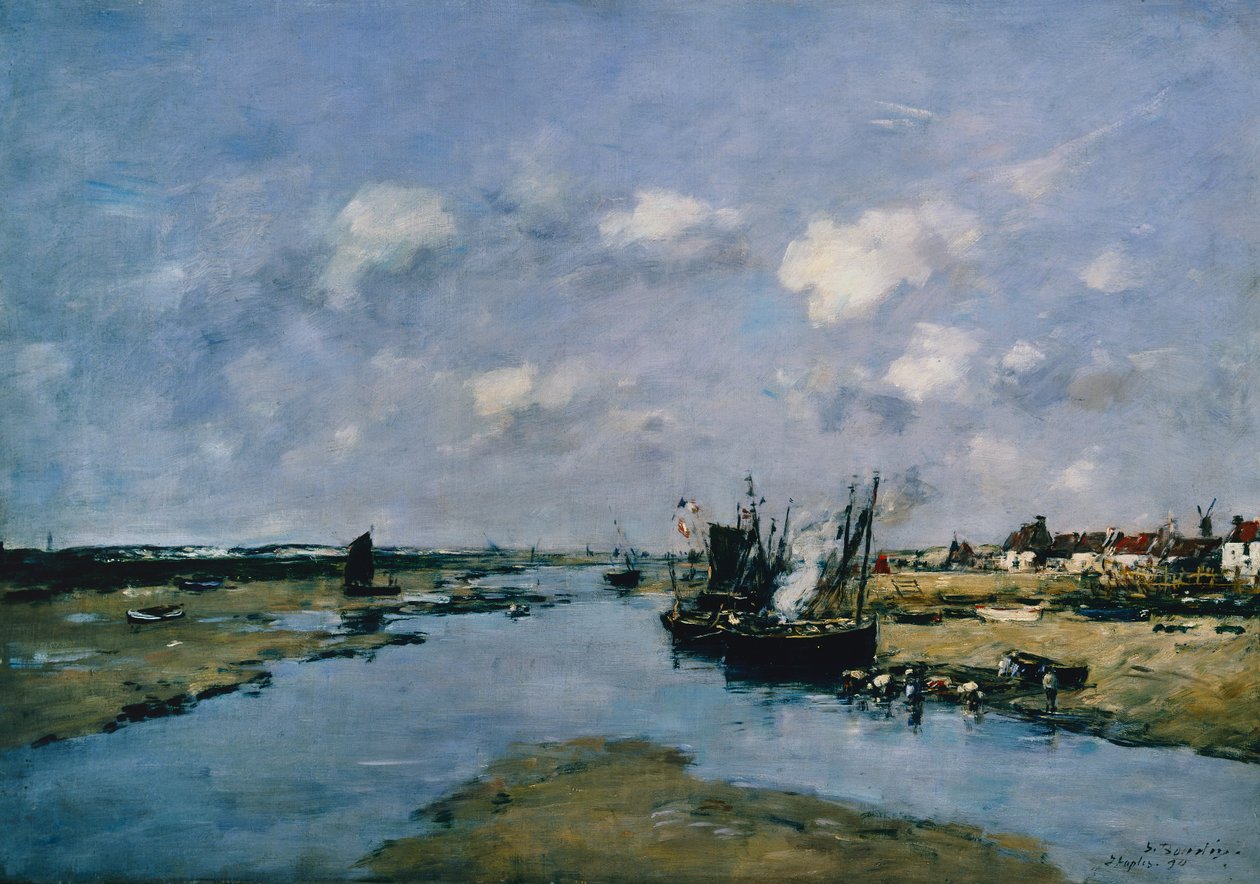 La Canche bij eb, Etaples door Eugene Louis Boudin
