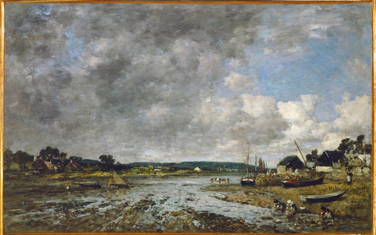 Normandische wasvrouwen aan de kust door Eugene Louis Boudin