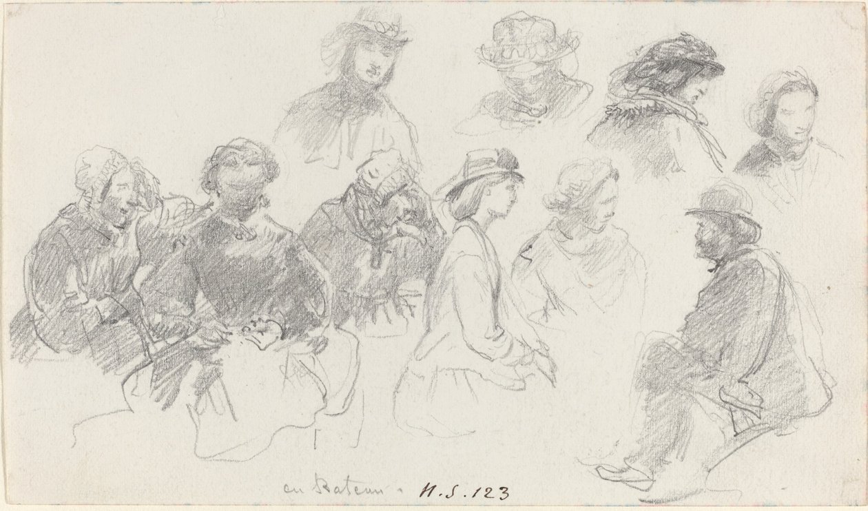 Passagiers aan boord van een schip, eind 19e eeuw door Eugene Louis Boudin