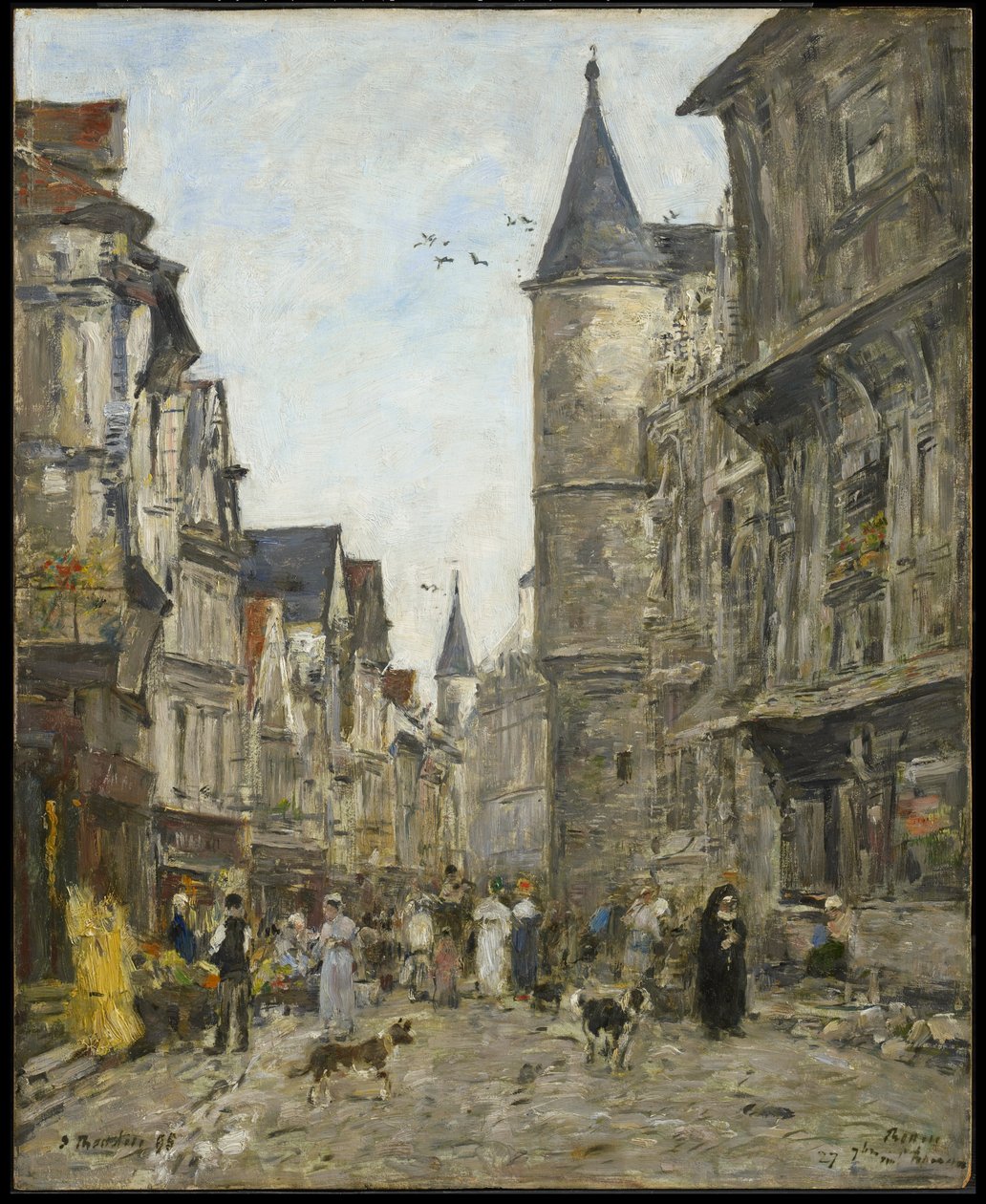 Rue Saint-Romain, Rouen door Eugene Louis Boudin