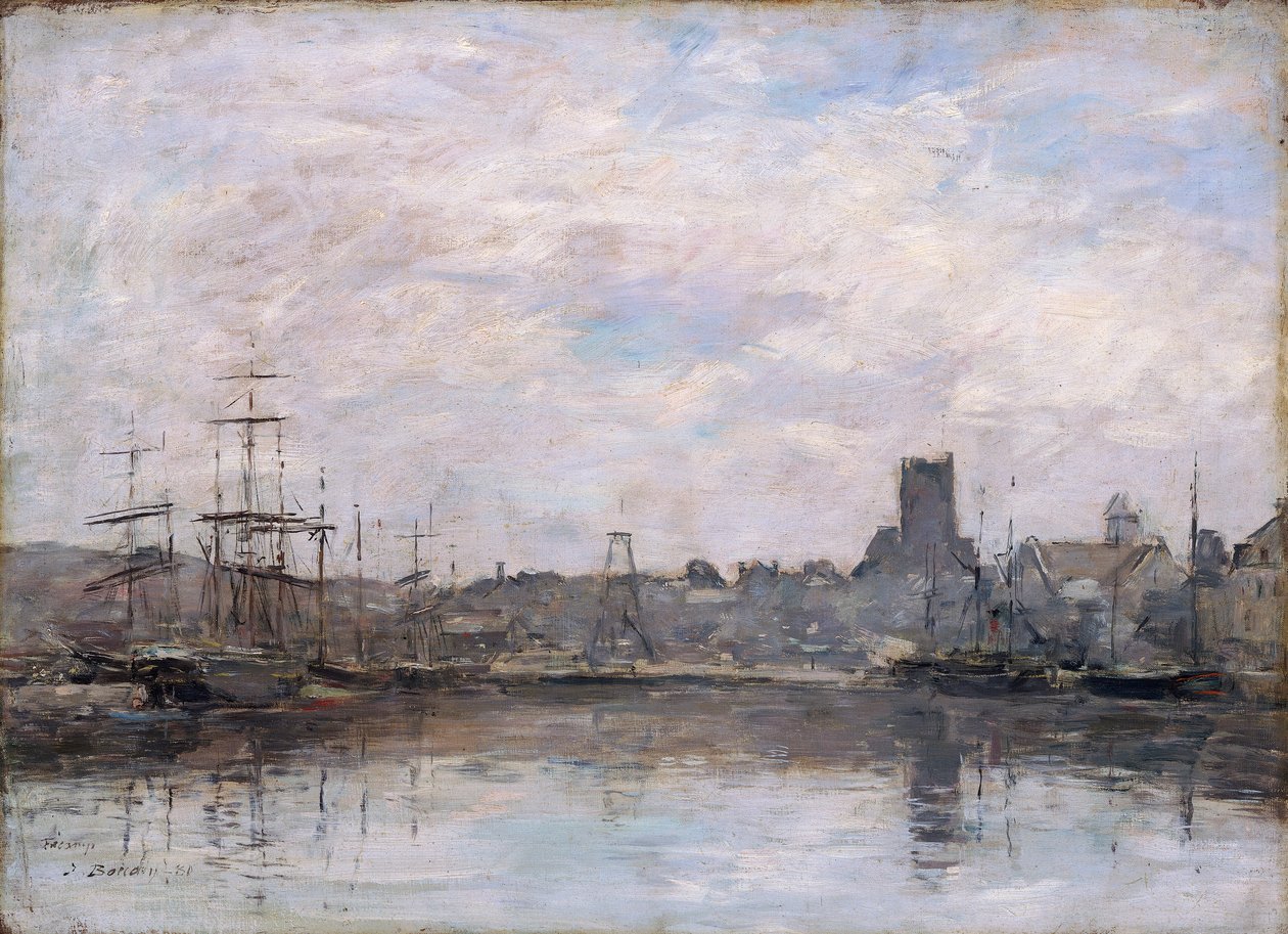 Septembermorgen: Haven van Fecamp, 1880 door Eugene Louis Boudin