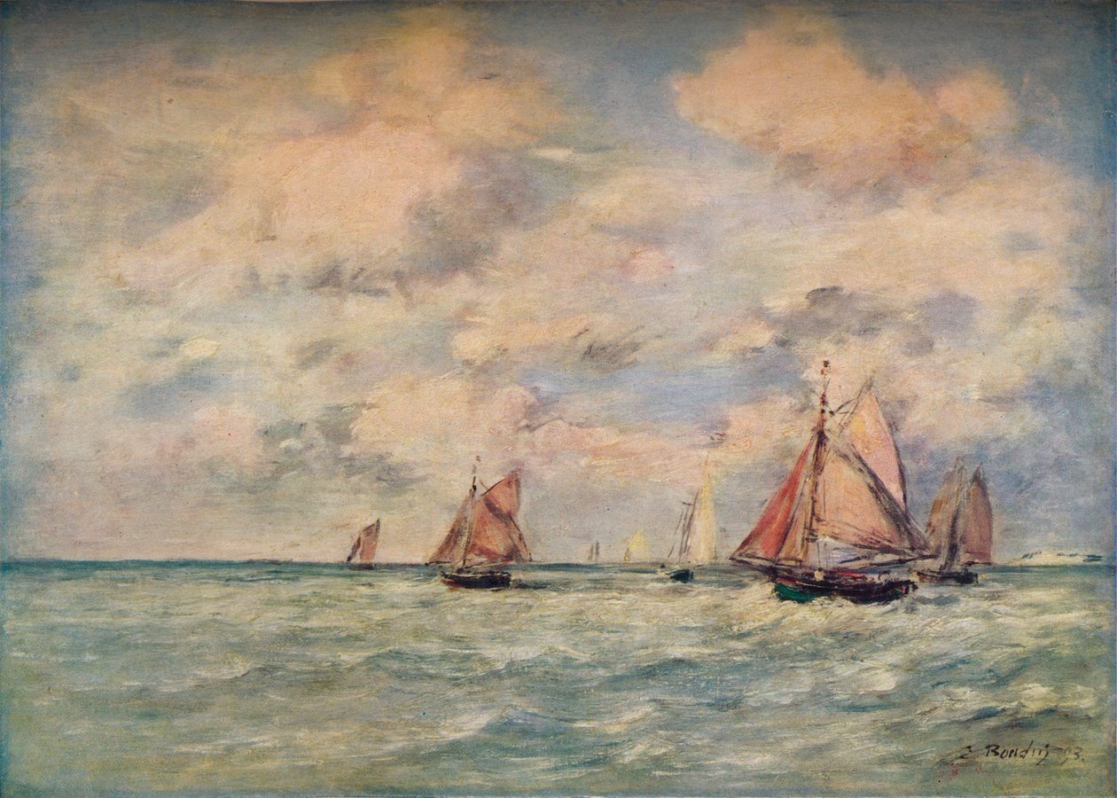Sortie Des Barques A Trouville, 19e eeuw door Eugene Louis Boudin