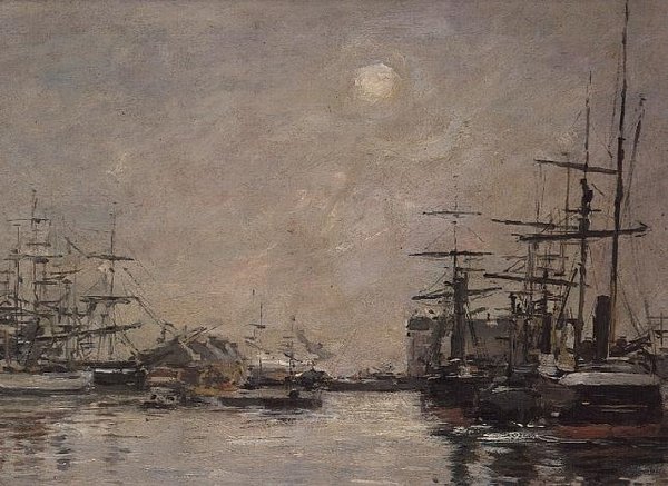 Het bassin van de Barre, Le Havre door Eugene Louis Boudin