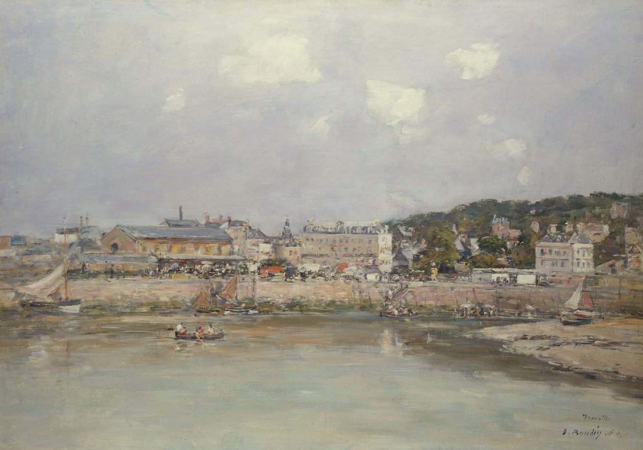 De haven van Trouville, 1884 door Eugene Louis Boudin