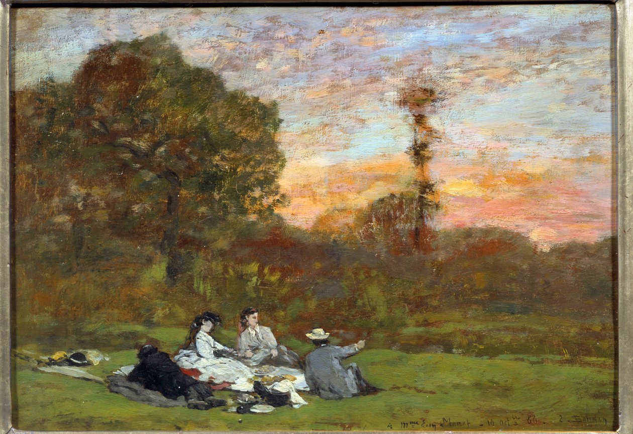 Het ontbijt op het gras door Eugene Louis Boudin