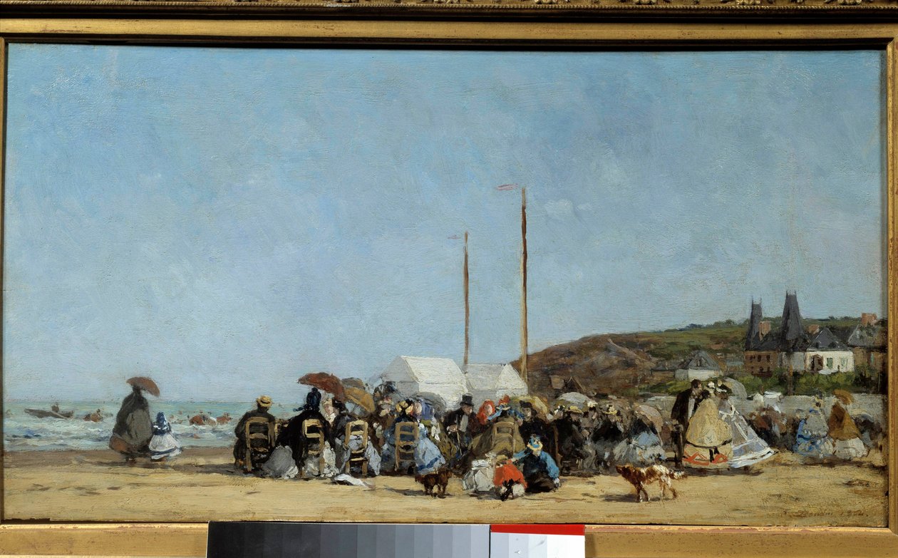 Strand van Trouville door Eugene Louis Boudin