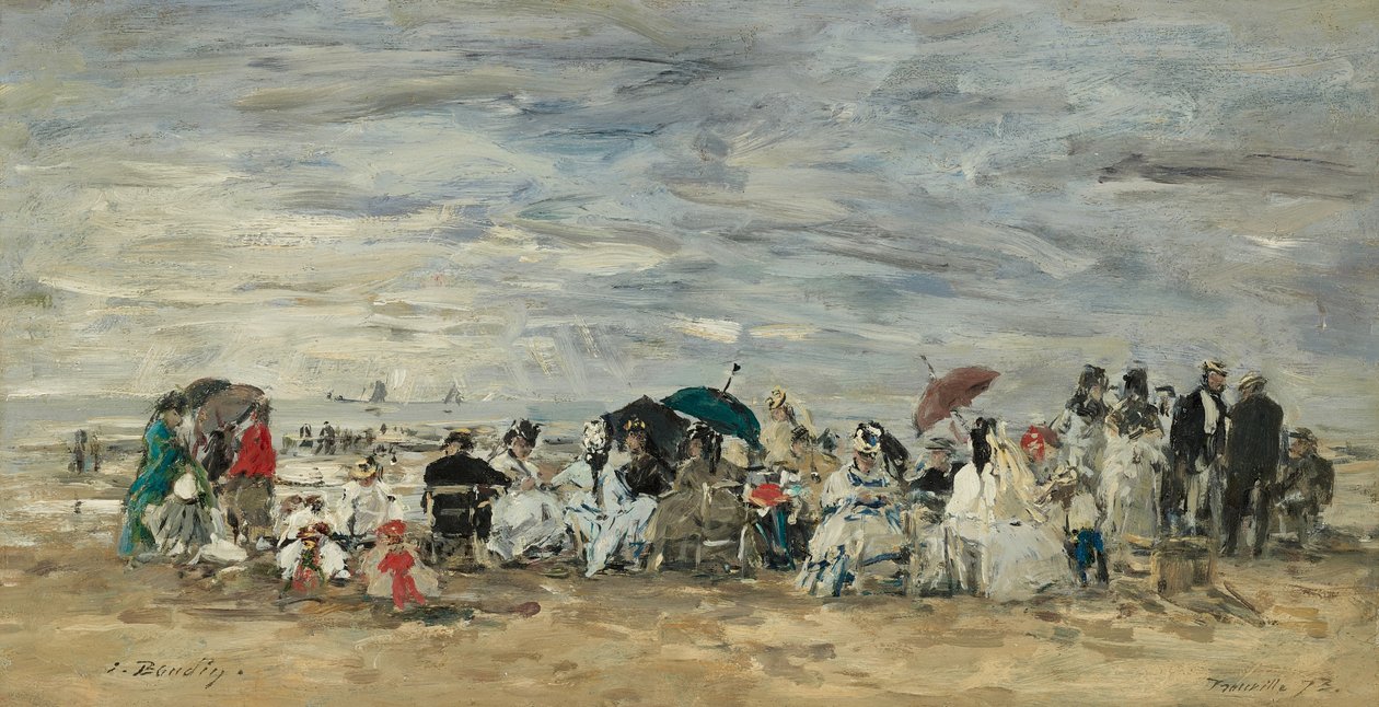 Trouville, Strandgezicht door Eugene Louis Boudin