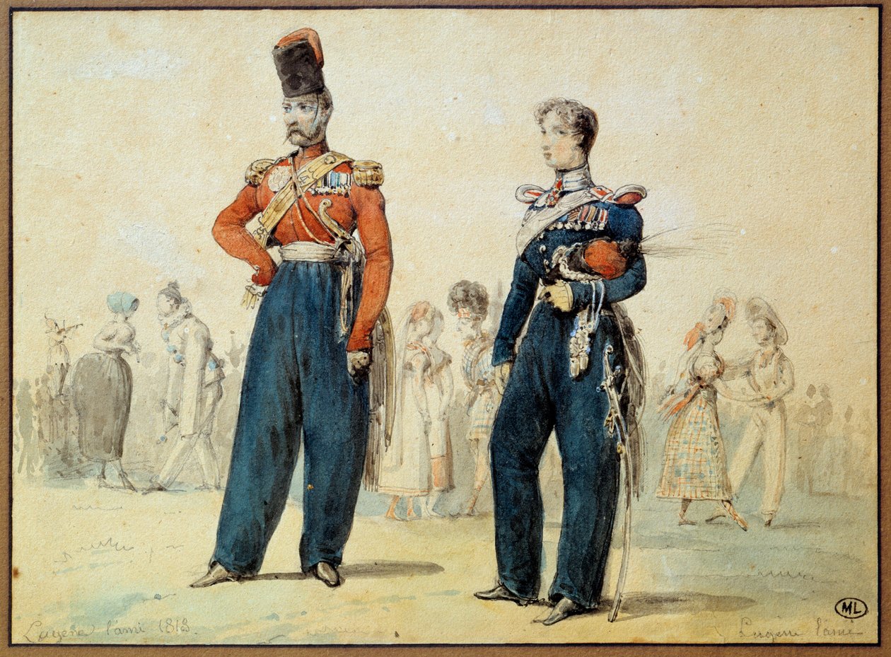Baljurk: twee mannen in militair uniform door Eugene Louis Lami
