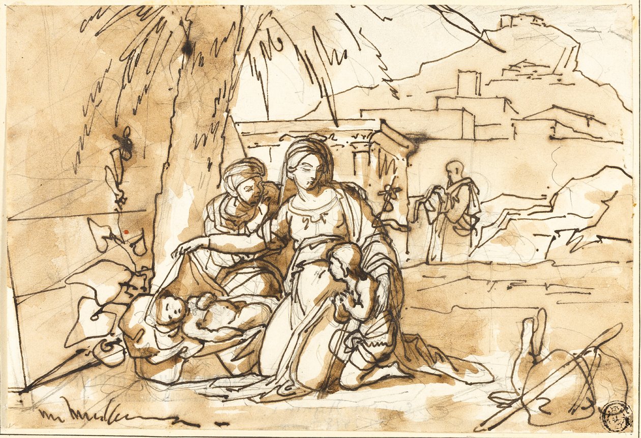 Madonna met Kind, Sint Anna en Kindje Sint Jan, met Sint Jozef op de achtergrond door Eugenio Agneni