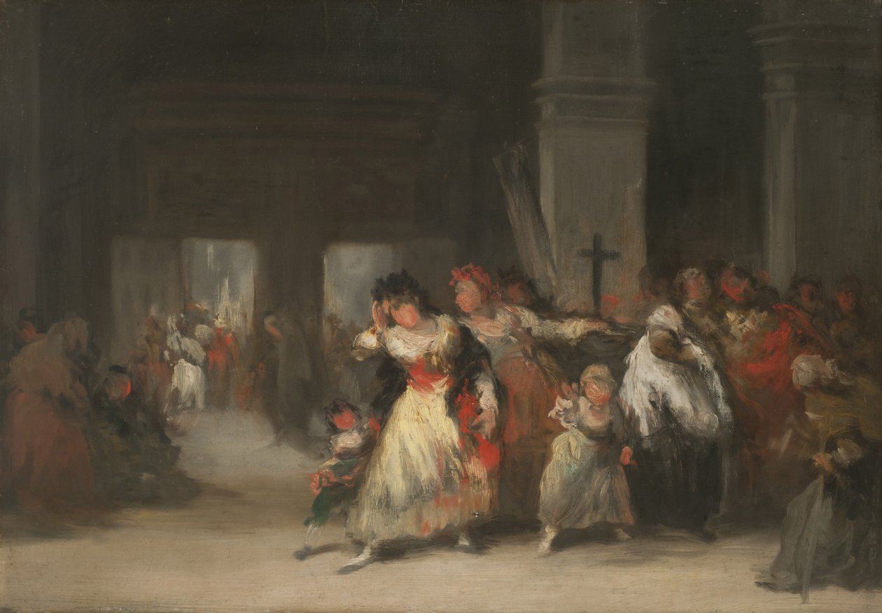 Binnen in de Kerk, c.1860-66 door Eugenio Lucas Velázquez