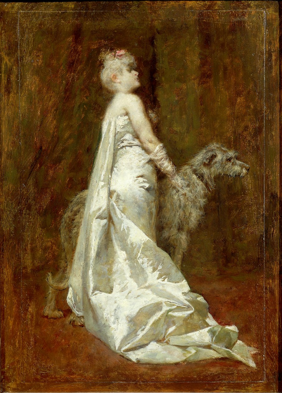 Witte jurk en hond door Eugenio Scomparini