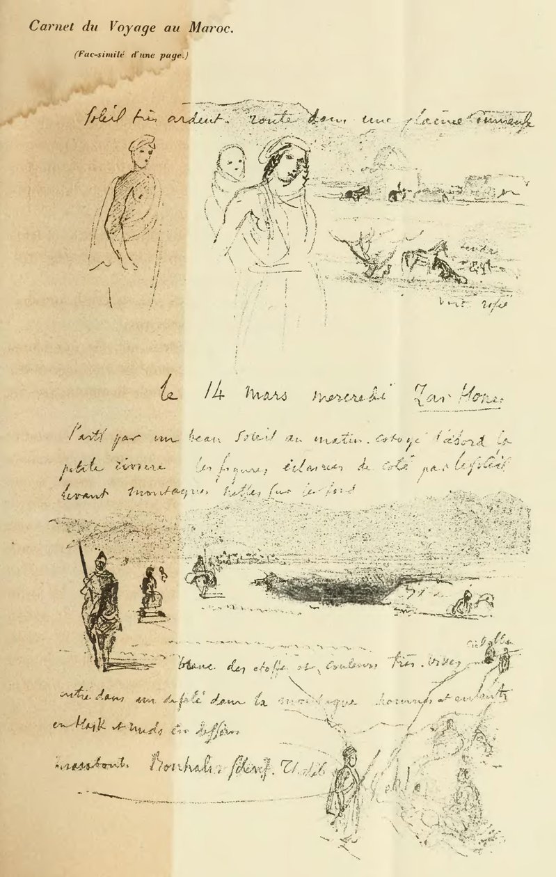 Pagina uit het dagboek van Delacroix door Ferdinand Victor Eugene Delacroix