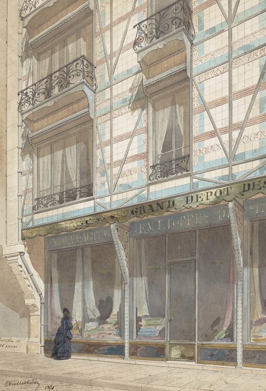 IJzeren huis met geglazuurde aardewerkbekleding door Eugène Viollet le Duc