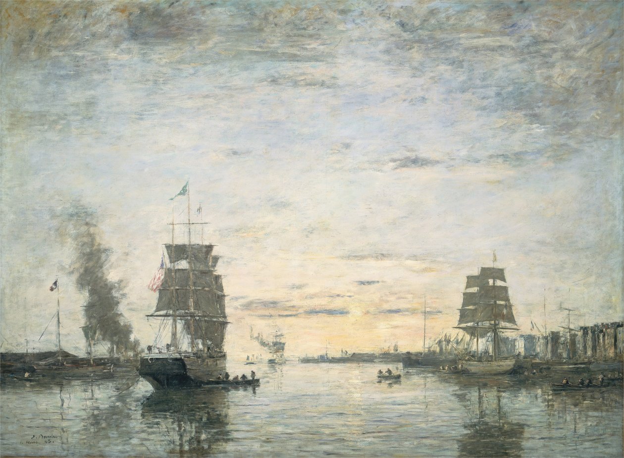 Ingang van de haven, Le Havre door Eugène Boudin