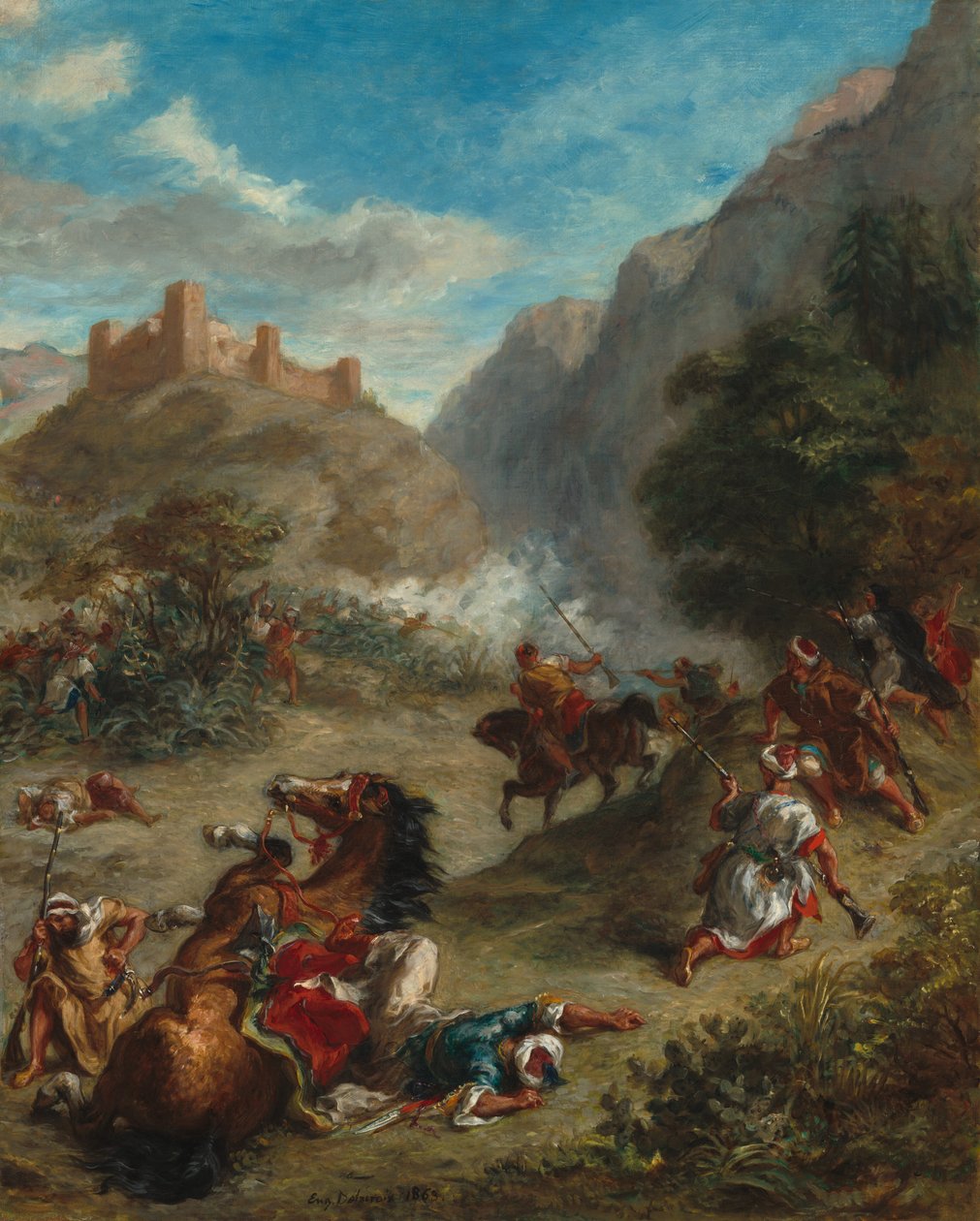 Arabieren in Gevecht in de Bergen door Eugène Delacroix