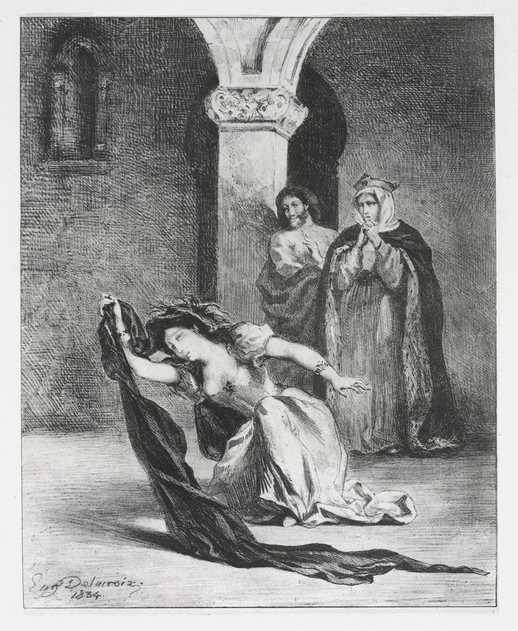 Hamlet: Het gezang van Ophelia door Eugène Delacroix