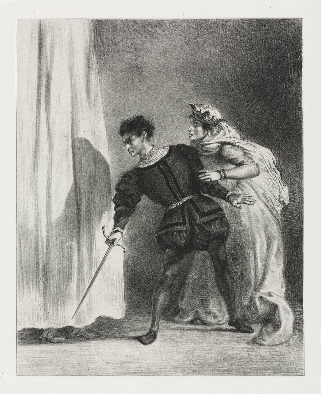 Hamlet: De moord op Polonius door Eugène Delacroix