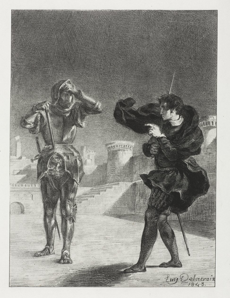 Hamlet: Het Spook op het Terras door Eugène Delacroix