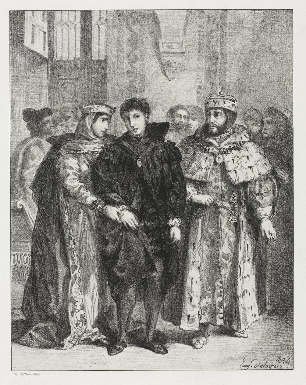 Hamlet: De Koningin Probeert Hamlet te Troosten door Eugène Delacroix