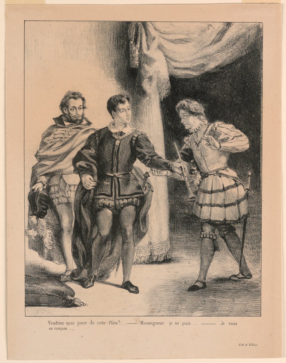 Illustratie voor Hamlet: Hamlet en Guildenstern (III,2) door Eugène Delacroix