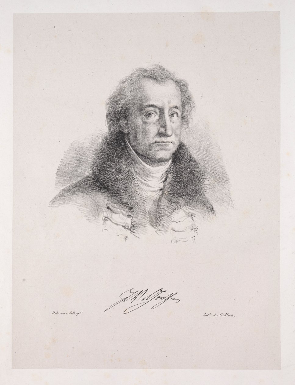 Illustraties voor Faust: Frontispice - Portret van Johann Wolfgang von Goethe door Eugène Delacroix