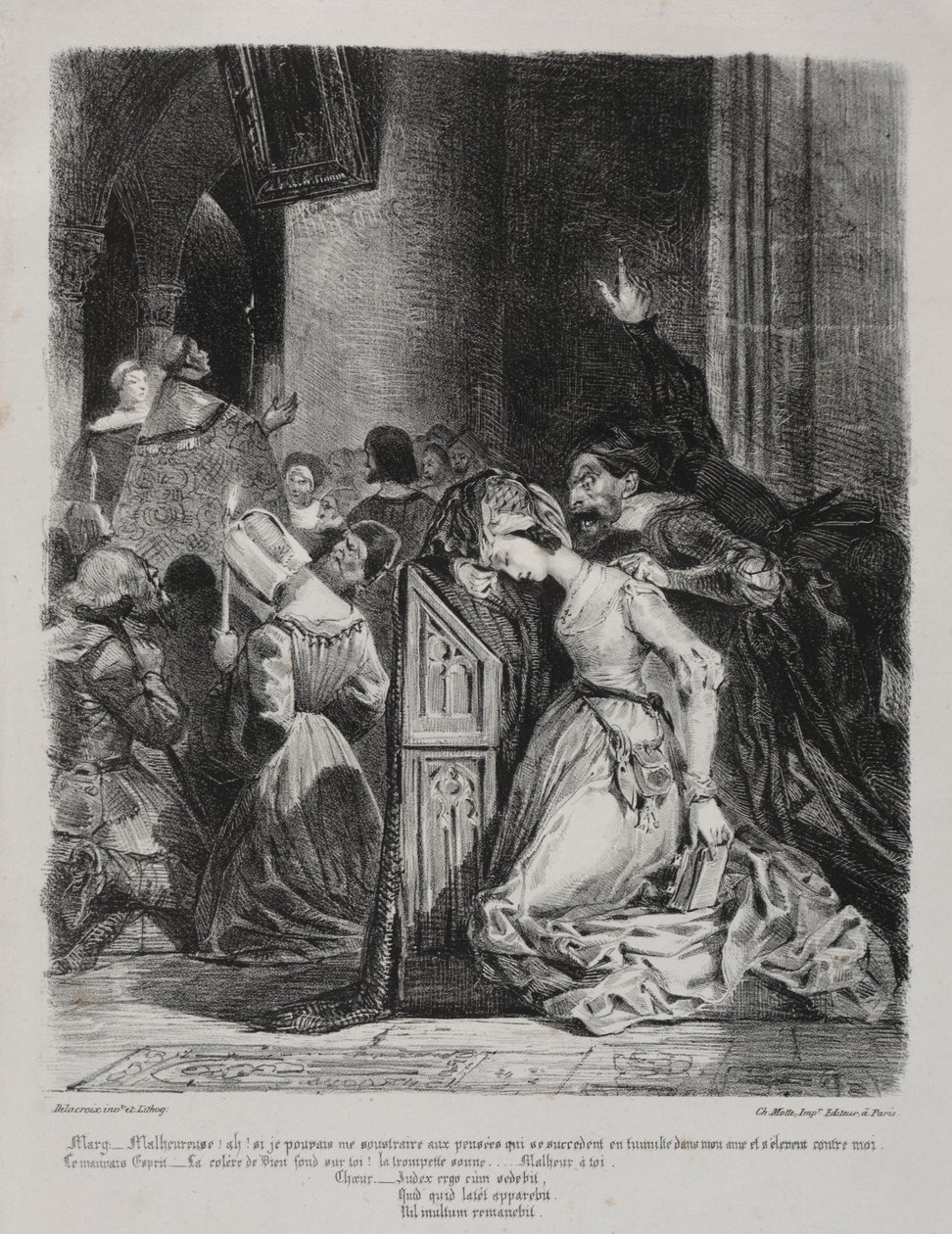 Illustraties voor Faust: Marguerite in de kerk door Eugène Delacroix
