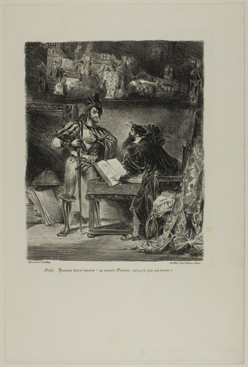 Mephistopheles verschijnt aan Faust, uit Faust door Eugène Delacroix