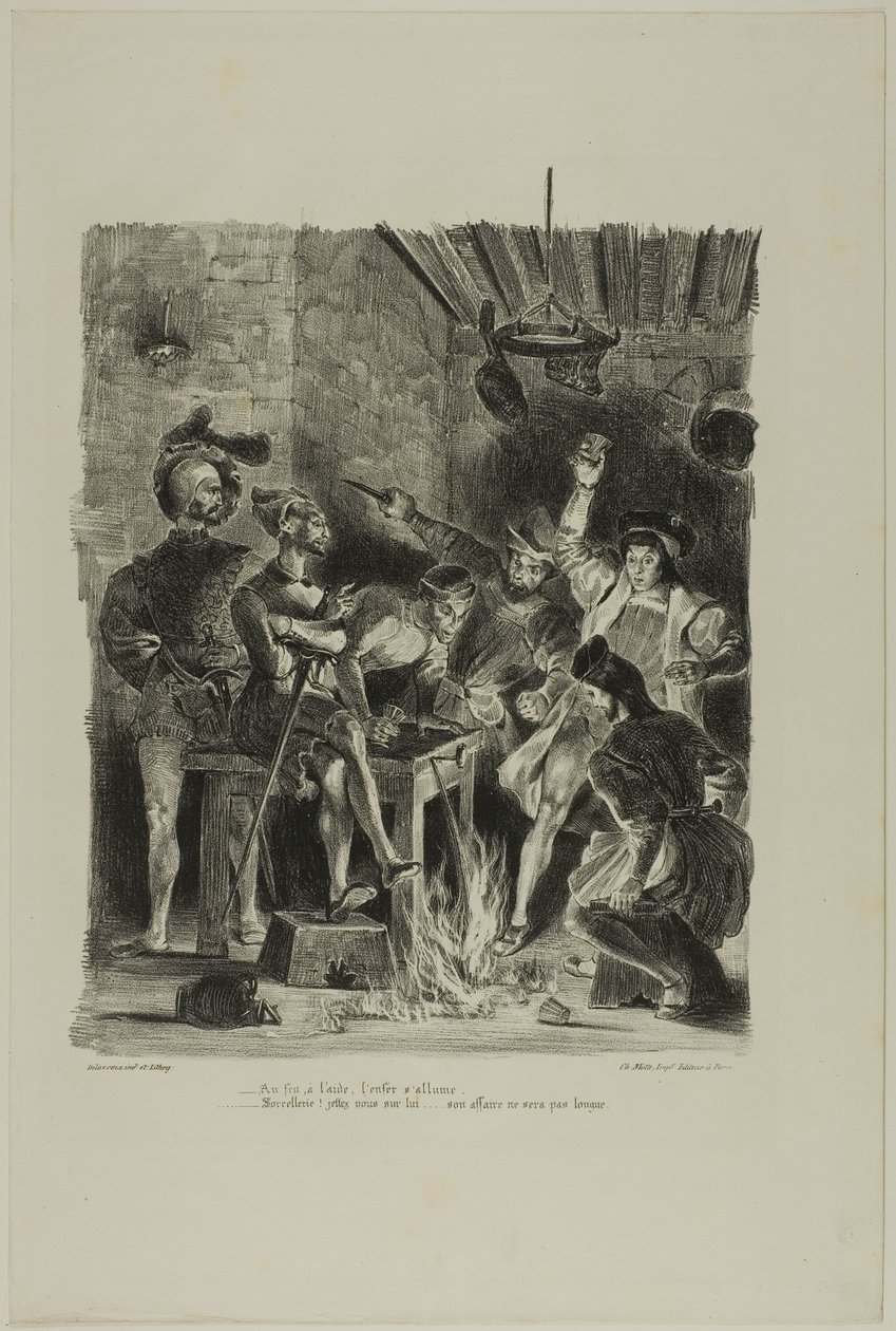 Mephistopheles in de studentenherberg, uit Faust door Eugène Delacroix