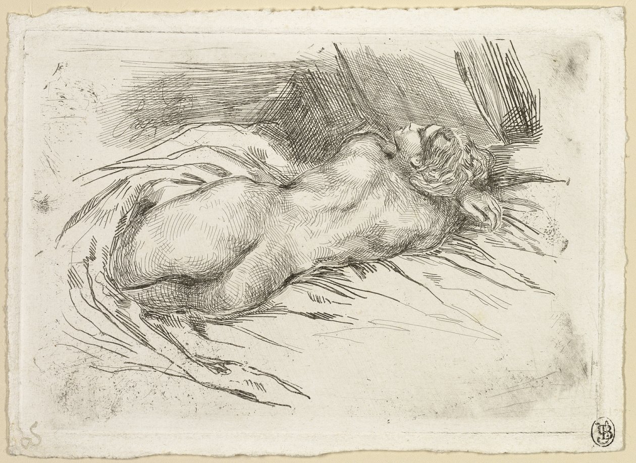 Studie van een vrouw van achteren gezien door Eugène Delacroix
