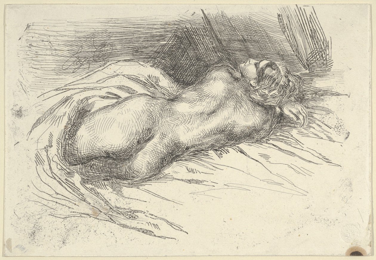 Studie van een Vrouw van Achteren Bekeken, 1833 door Eugène Delacroix