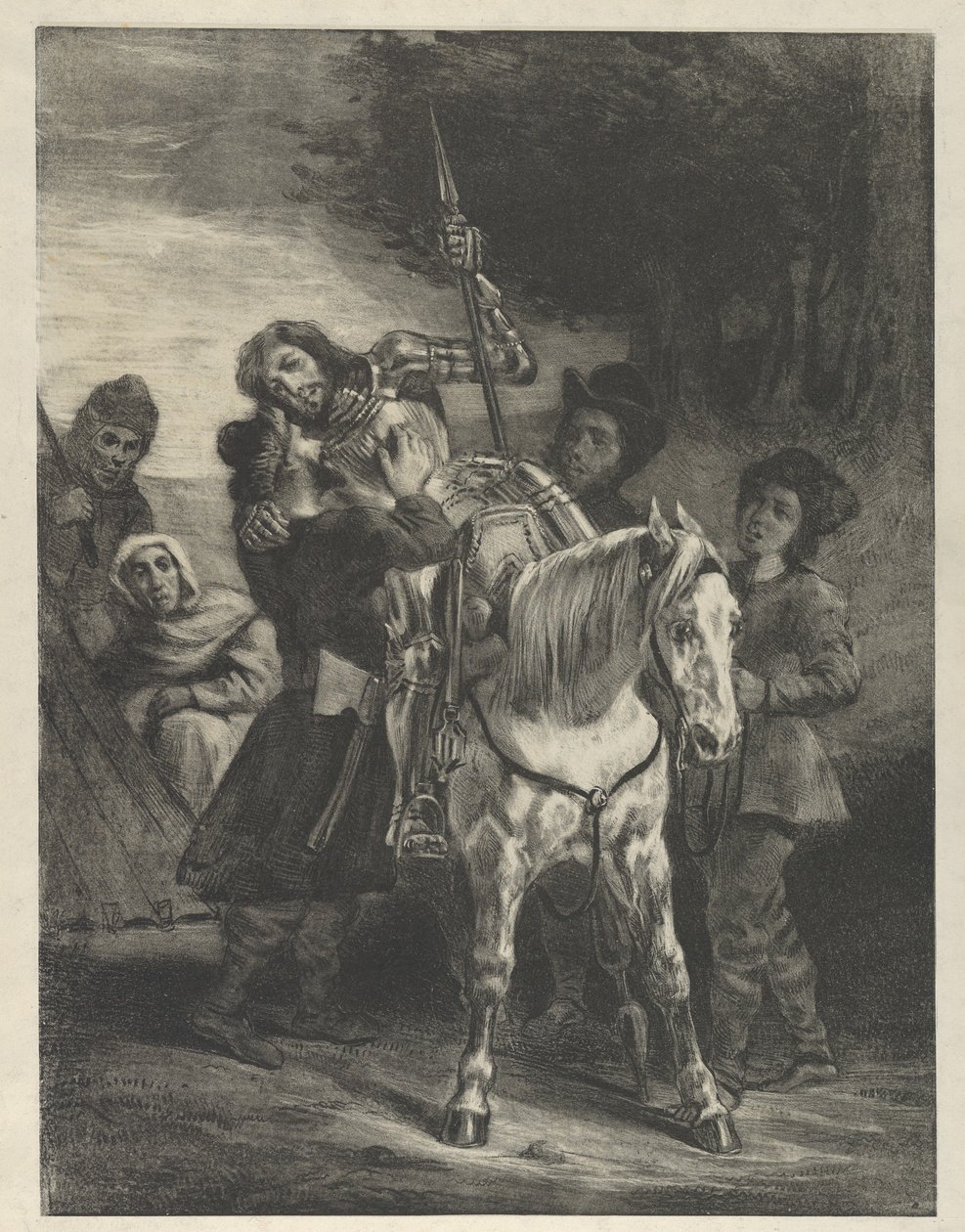 De Gewonde Goetz Opgenomen door de Zigeuners door Eugène Delacroix