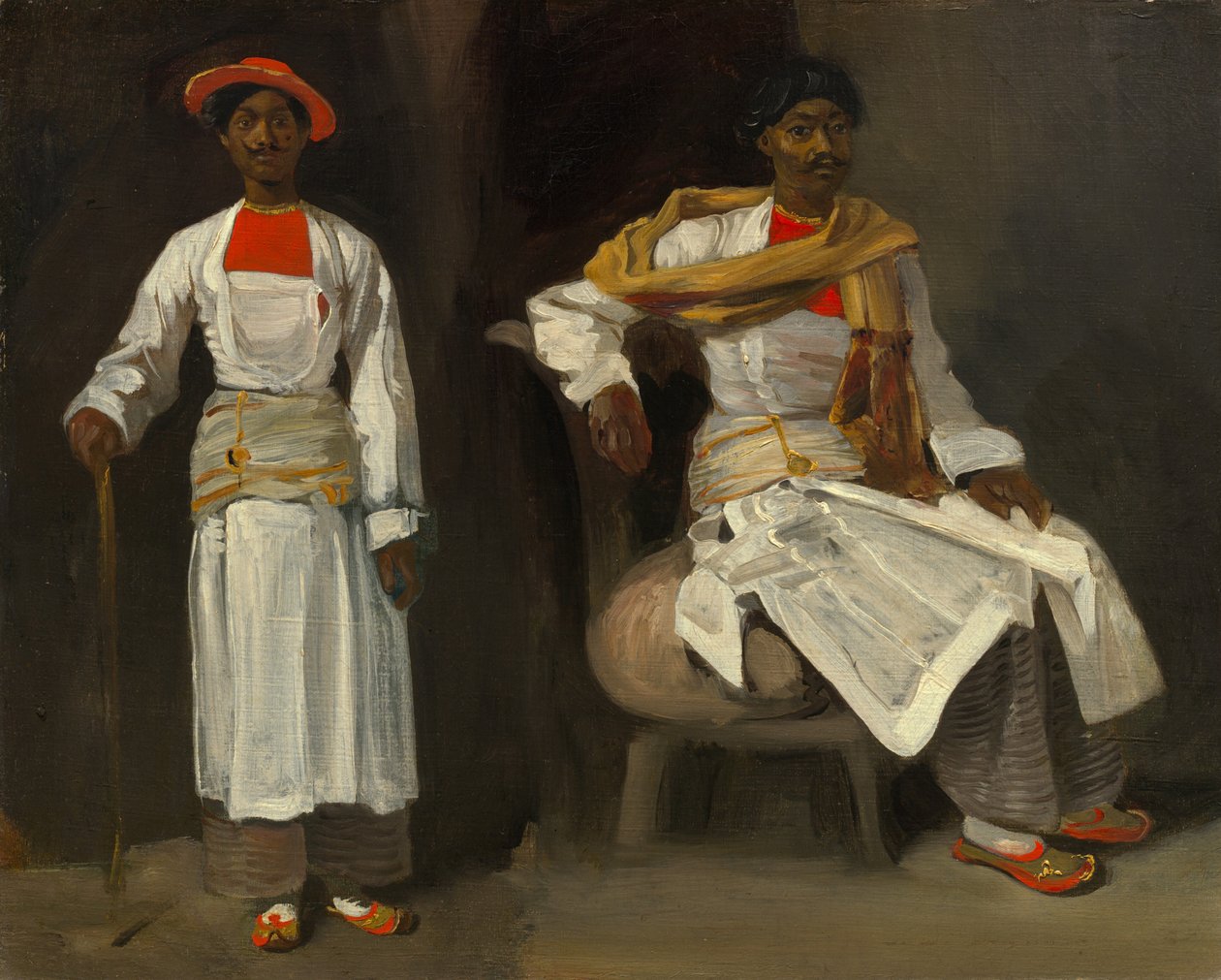 Twee studies van een Indiër uit Calcutta, zittend en staand, ca. 1823-1824 door Eugène Delacroix