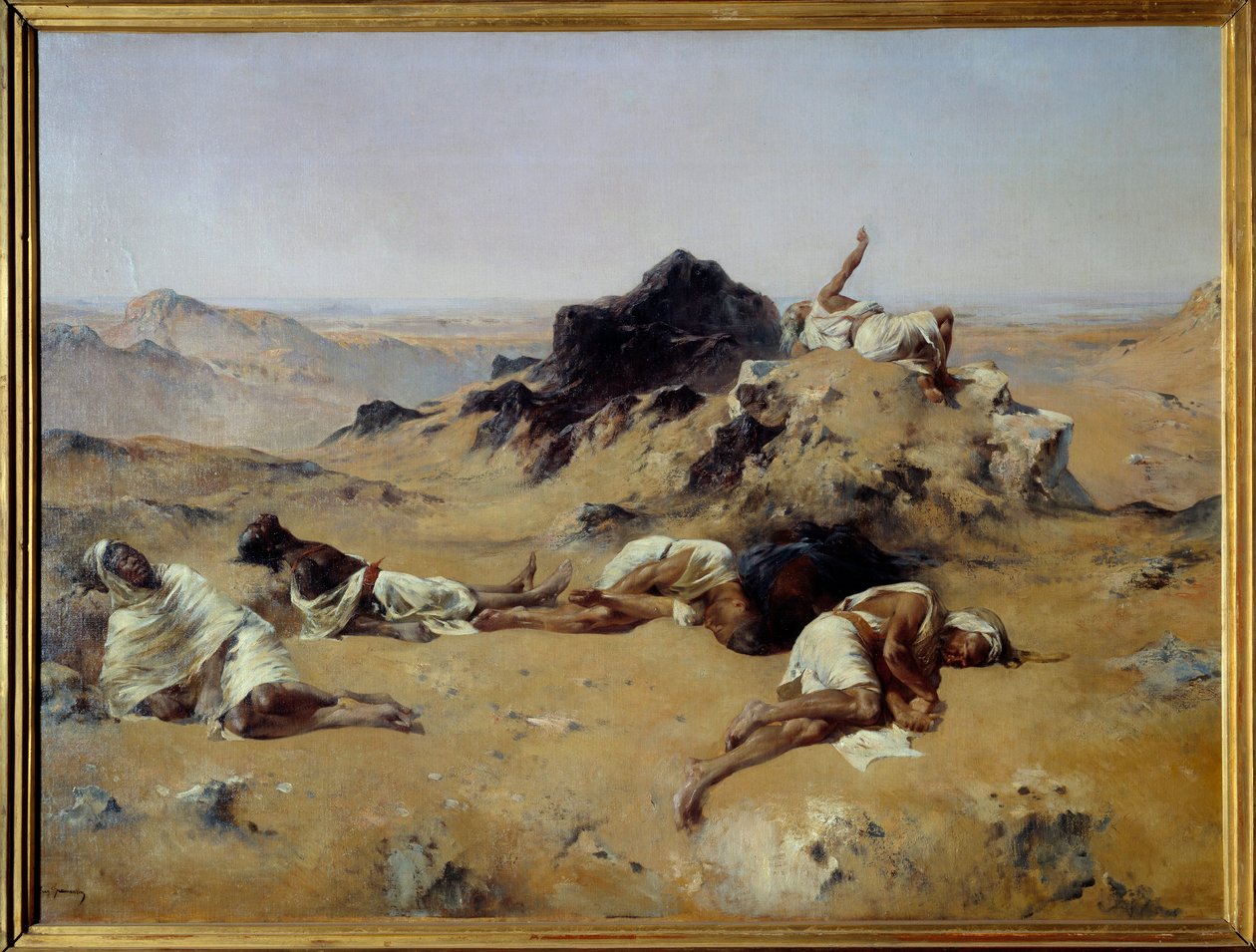 Woestijn. Uitgedroogde mannen door Eugène Fromentin