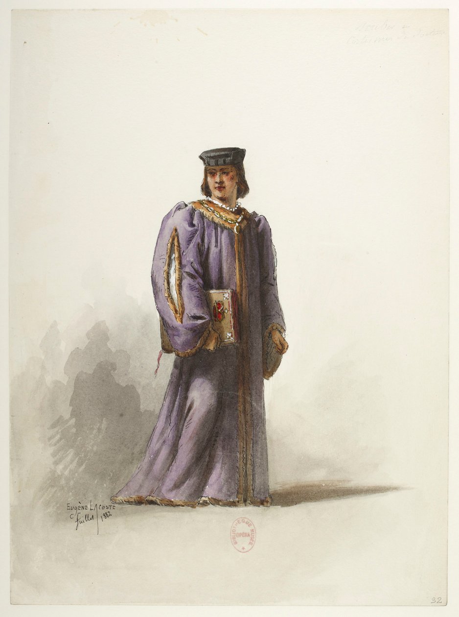 Btv1b84558104 32 - Saint-Saëns - Henry VIII - Kostuummodellen - Lacoste - 32. Schrijver in dokterskostuum door Eugene Lacoste