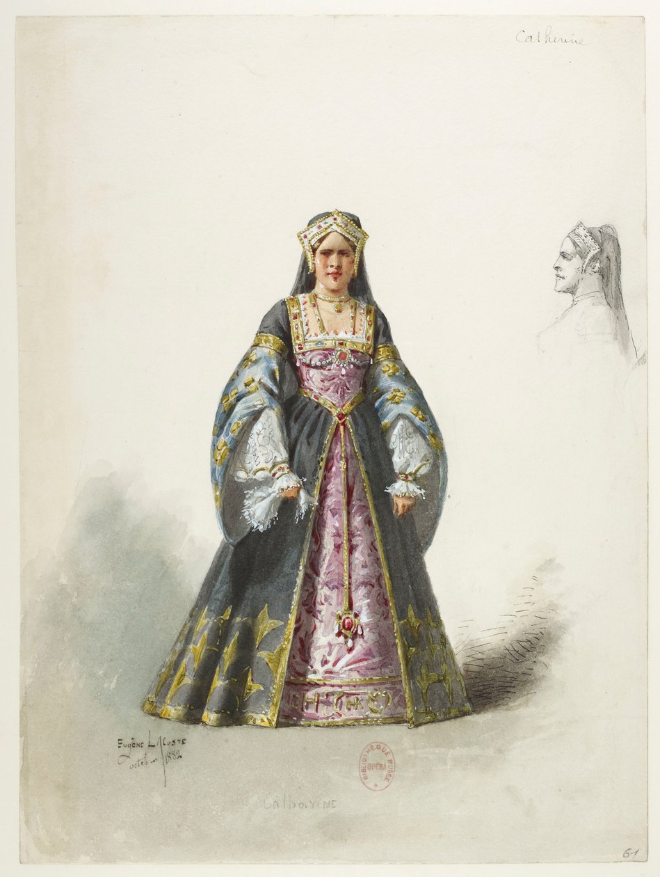 Btv1b84558104 61e - Saint-Saëns - Henry VIII - Maquettes de costumes - Lacoste - 61e Catherine Catherine door Eugene Lacoste
