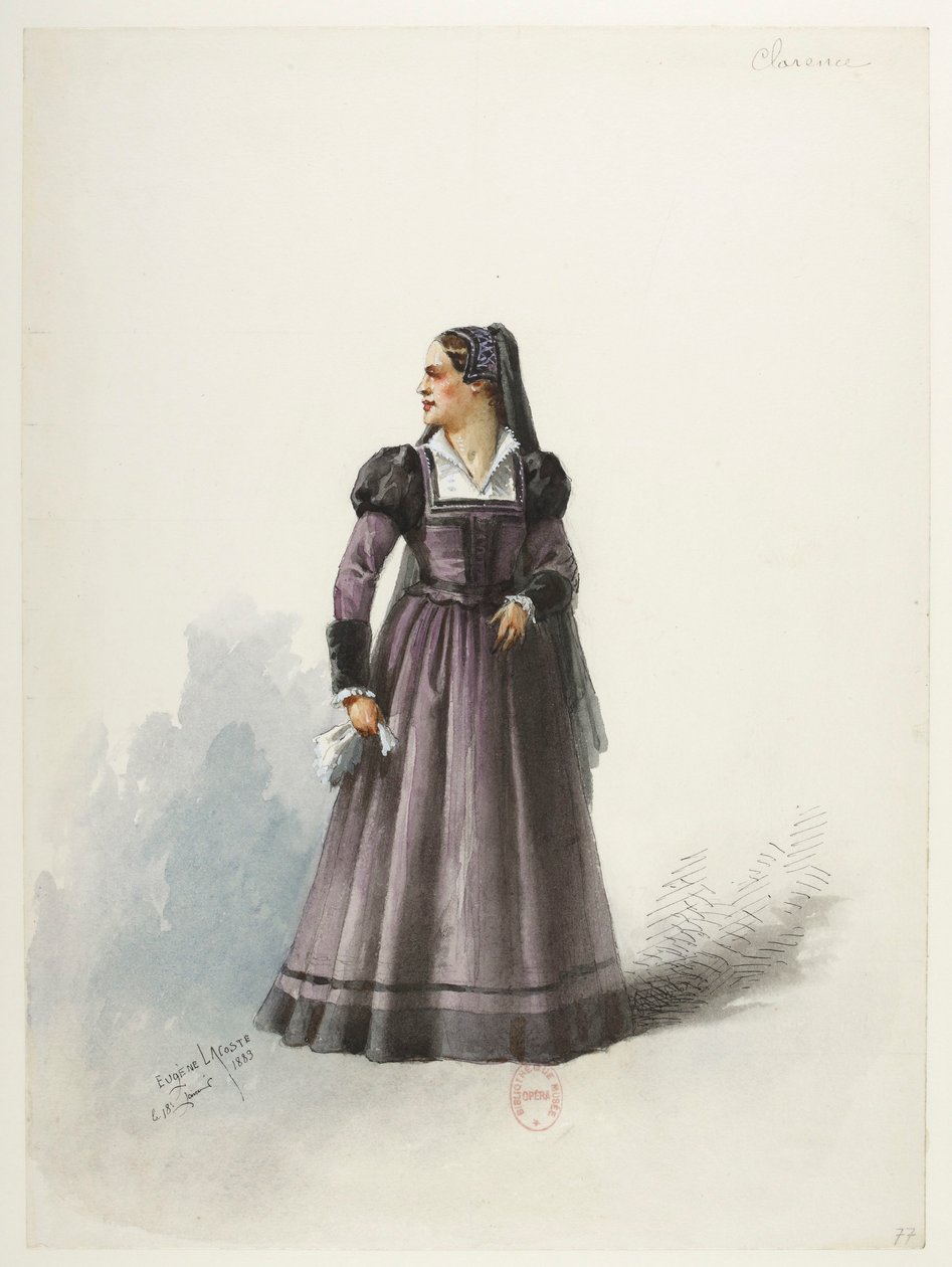 Btv1b84558104 81 - Saint-Saëns - Henry VIII - Maquettes de costumes - Lacoste - 77. Dame Clarence door Eugene Lacoste
