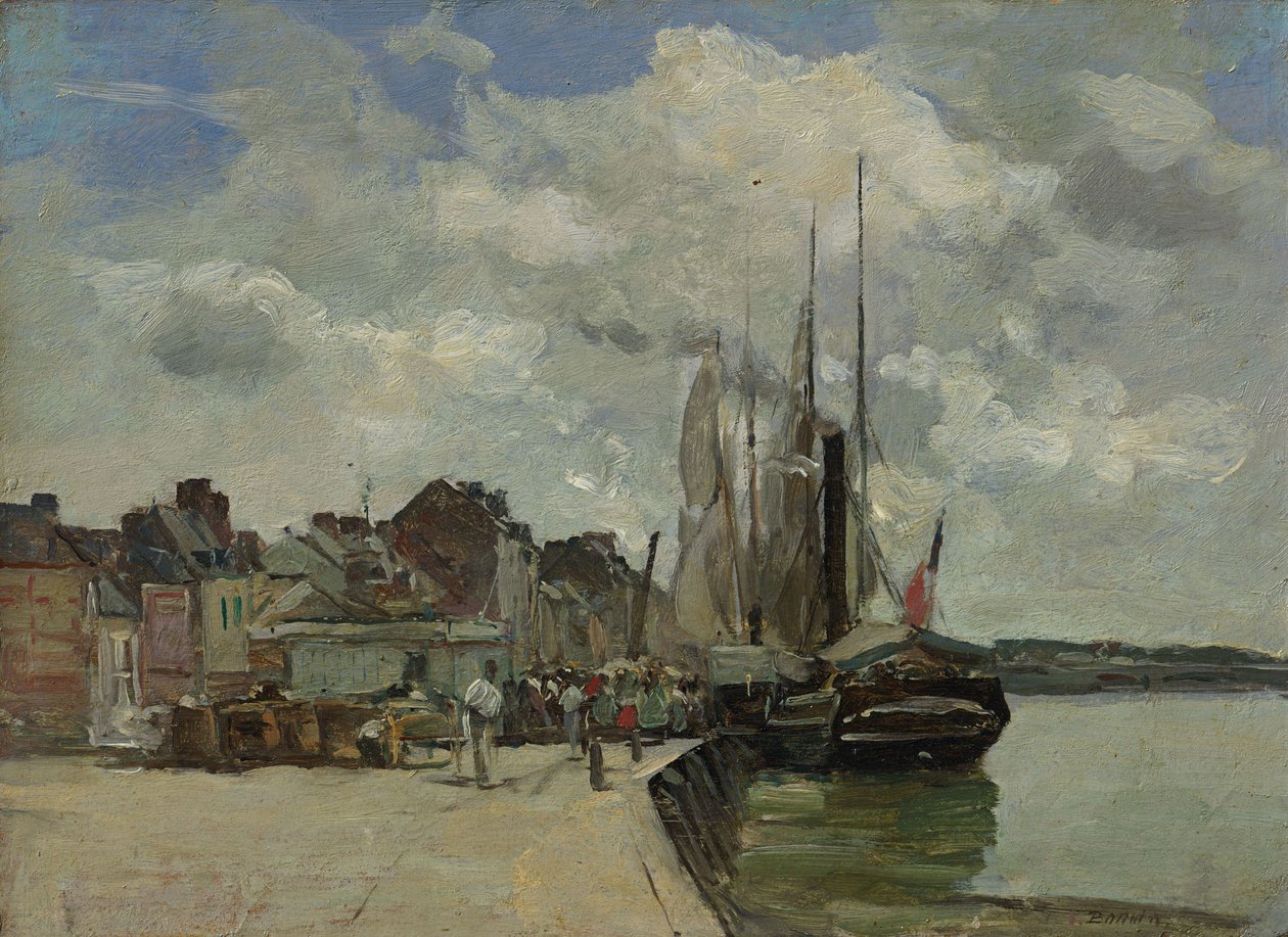 Duits: Honfleur. Haven van Honfleur: De haven door Eugene Louis Boudin